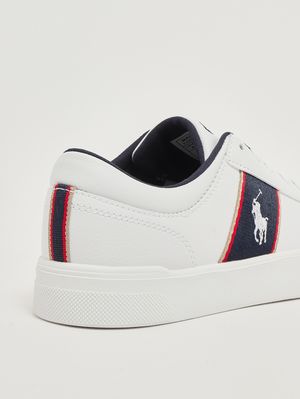 5. Kids' faux leather sneakers White-Blue