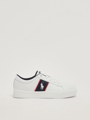 1. Kids' faux leather sneakers White-Blue