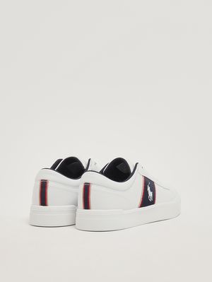 3. Kids' faux leather sneakers White-Blue