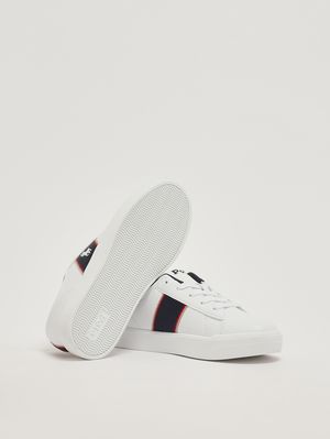 4. Kids' faux leather sneakers White-Blue