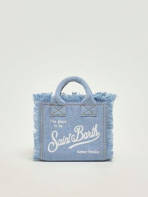 1. Bolso de mujer Vanity Mini de algodón denim. Denim claro