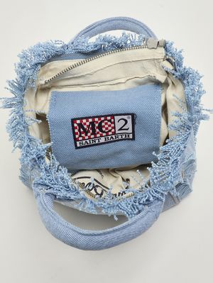 4. Bolso de mujer Vanity Mini de algodón denim. Denim claro
