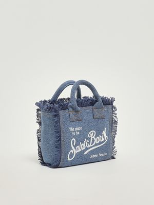 2. Bolso de mujer Vanity Mini de algodón denim. Vaquero