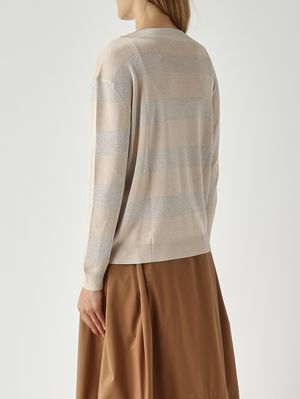4. Damenpullover aus Seide und Viskose-Lurex Lurex-Sand