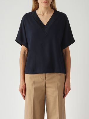 1. Pull femme en coton stretch Marine