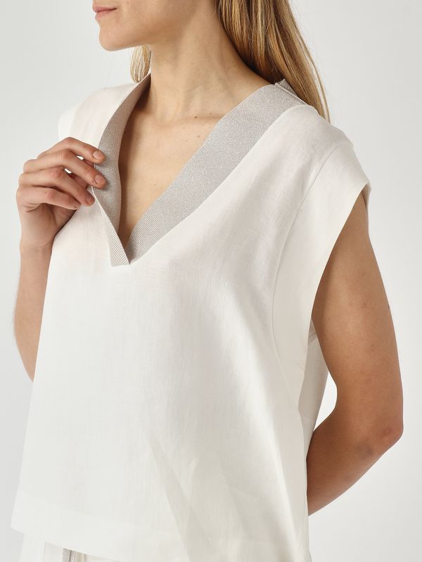 5. Damen-Leinen-T-Shirt Weiß Gran Sasso 6121550069