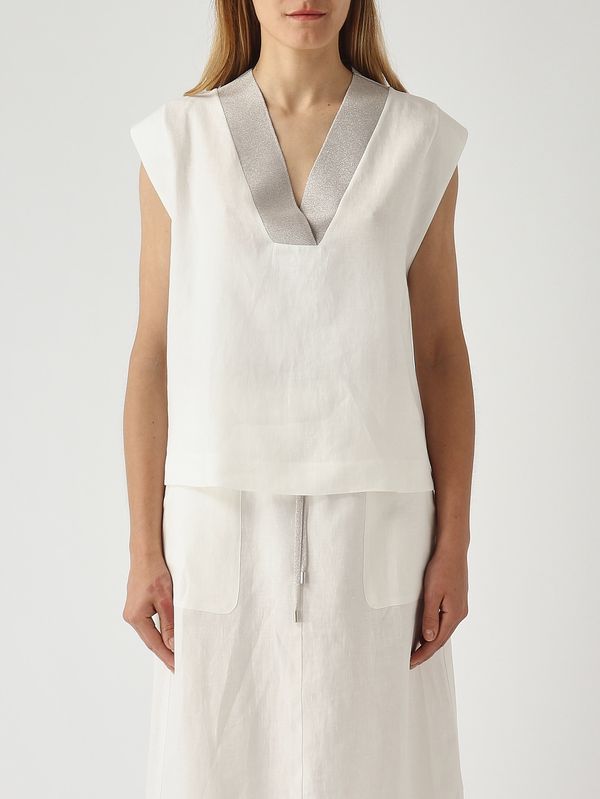 Camiseta de lino para mujer Blanco Gran Sasso