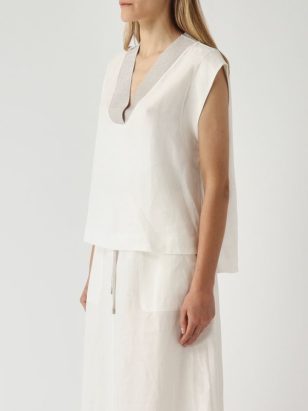 3. Damen-Leinen-T-Shirt Weiß Gran Sasso 6121550069
