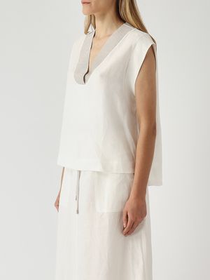 3. Women's linen T-shirt White