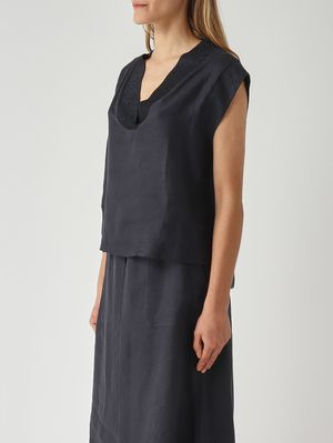 3. Damen-Leinen-T-Shirt Marineblau