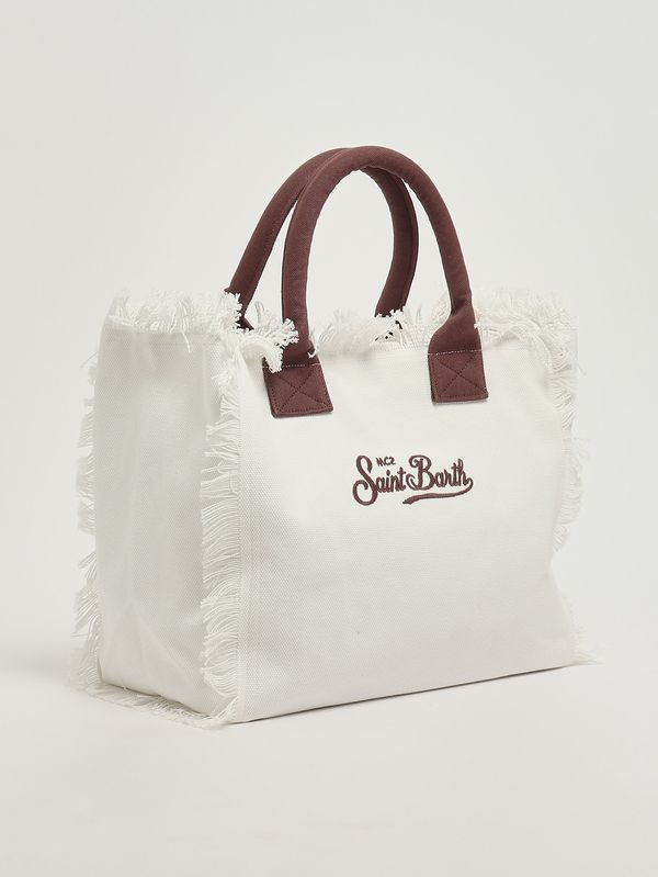 2. Bolso de mujer Vanity de algodón Blanco-Marrón MC2 Saint Barth vani001