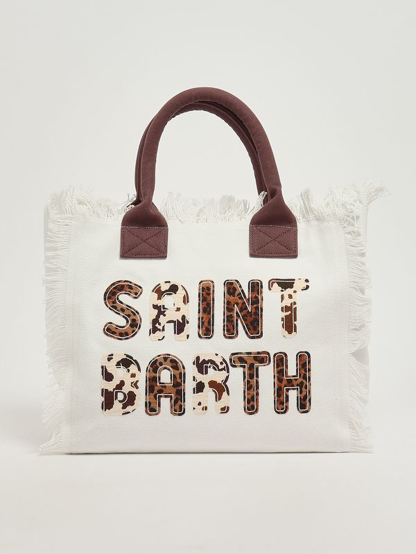 1. Bolso de mujer Vanity de algodón Blanco-Marrón MC2 Saint Barth vani001