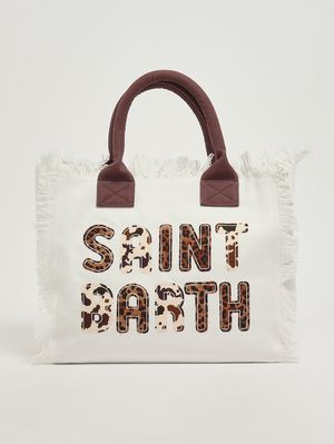 1. Bolso de mujer Vanity de algodón Blanco-Marrón