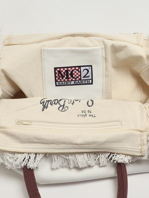 3. Bolso de mujer Vanity de algodón Blanco-Marrón