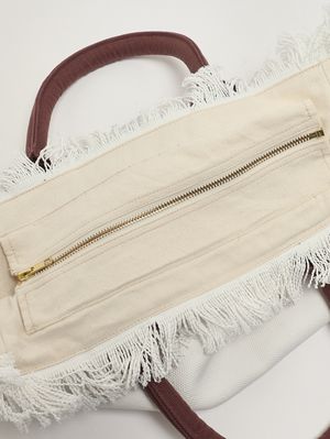 4. Bolso de mujer Vanity de algodón Blanco-Marrón