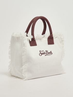 2. Bolso de mujer Vanity de algodón Blanco-Marrón