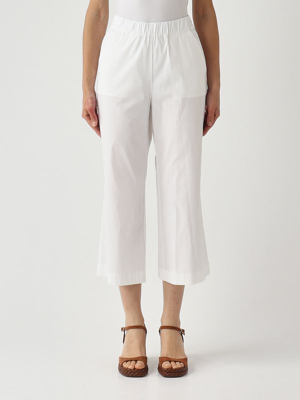Pantalón de mujer de mezcla de algodón elástico. Blanco Gran Sasso
