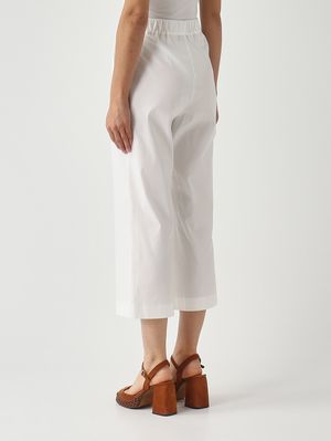 4. Pantalón de mujer de mezcla de algodón elástico. Blanco