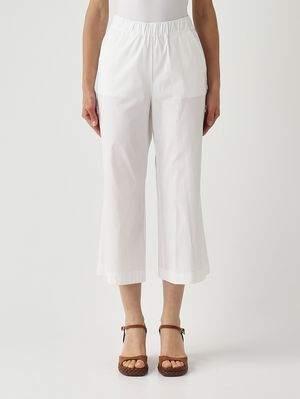 1. Pantalón de mujer de mezcla de algodón elástico. Blanco