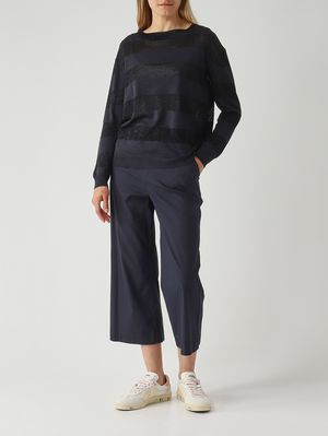 2. Pantalón de mujer de mezcla de algodón elástico. Azul marino