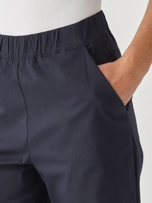 5. Pantalón de mujer de mezcla de algodón elástico. Azul marino