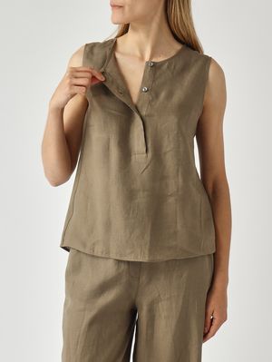 5. Women's linen blouse Military