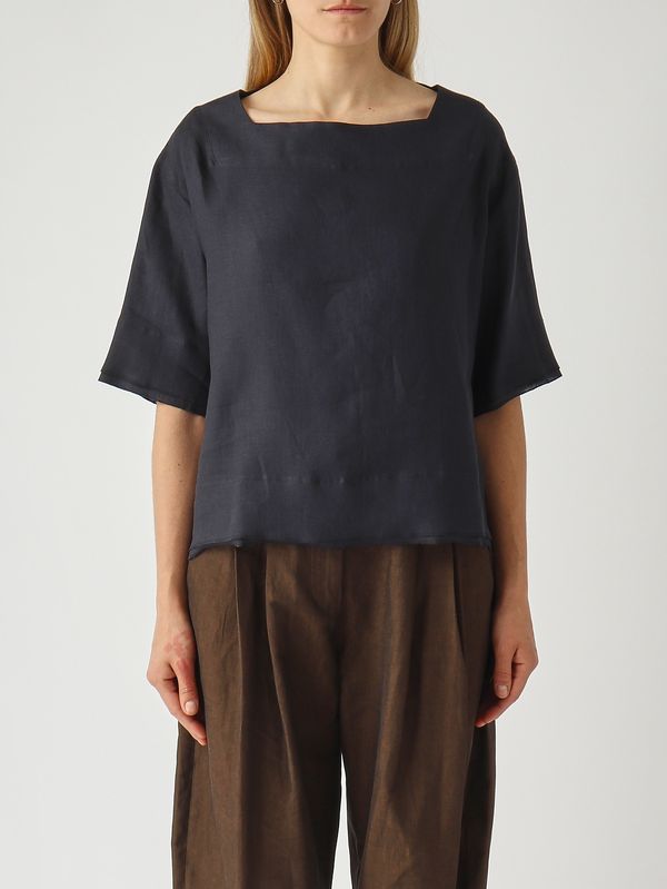 Blusa de lino para mujer Azul marino Gran Sasso