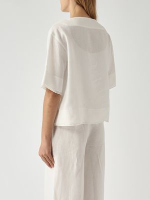 4. Damenbluse aus Leinen Weiß