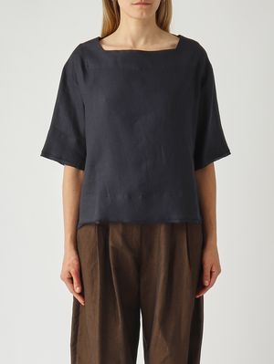1. Women's linen blouse Navy Blue