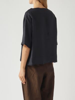 4. Women's linen blouse Navy Blue