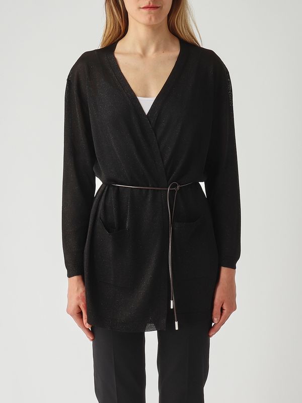 Cárdigan de mujer en viscosa con lurex. Negro Gran Sasso