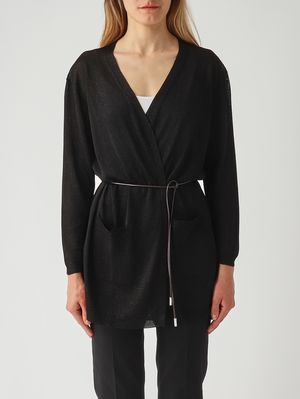 1. Cárdigan de mujer en viscosa con lurex. Negro