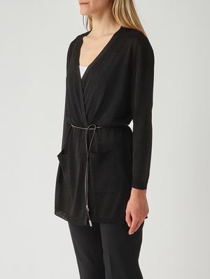 3. Cárdigan de mujer en viscosa con lurex. Negro
