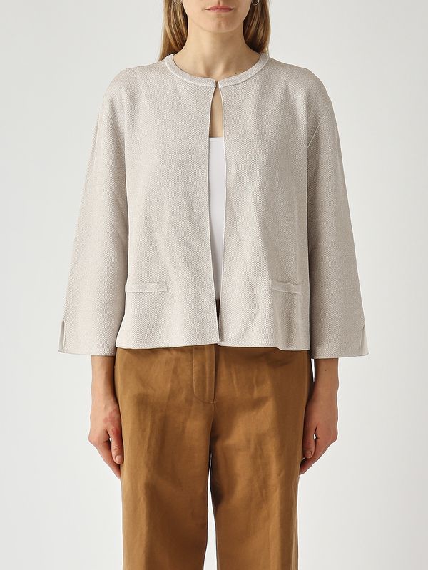 Chaqueta de mujer de punto lurex. Platino Gran Sasso