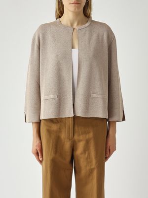 1. Damenjacke aus Lurex-Strick Roségold
