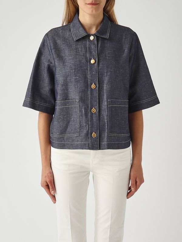 1. Camicia donna in cotone e lino Denim Scuro Gran Sasso 6123060540