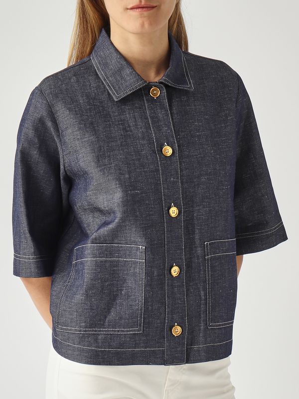5. Camicia donna in cotone e lino Denim Scuro Gran Sasso 6123060540