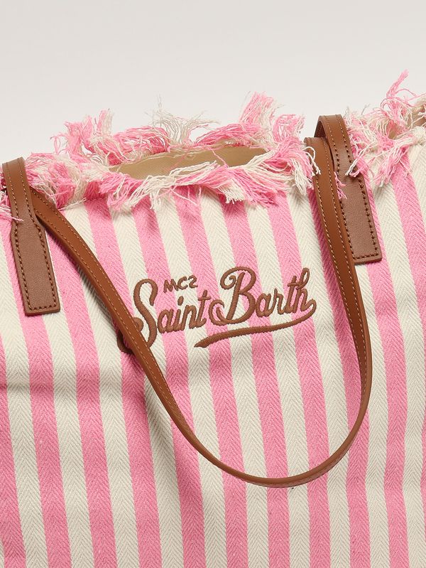 4. Borsa donna City in canvas Rosa-Bianco MC2 Saint Barth cbf0001