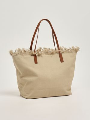 2. Borsa donna City in canvas Beige