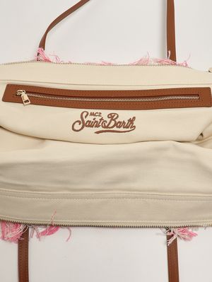 3. Borsa donna City in canvas Rosa-Bianco