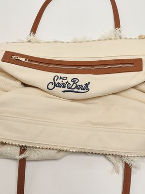 3. Borsa donna The City Bag Fringe in canvas di cotone Sangallo 10 Emb