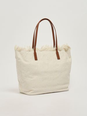 2. Borsa donna The City Bag Fringe in canvas di cotone Sangallo 10 Emb