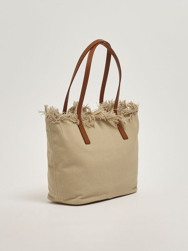 2. Damentasche The City Bag Fringe Medium aus Baumwolle Canvas 11 Stickerei MC2 Saint Barth cbmf001