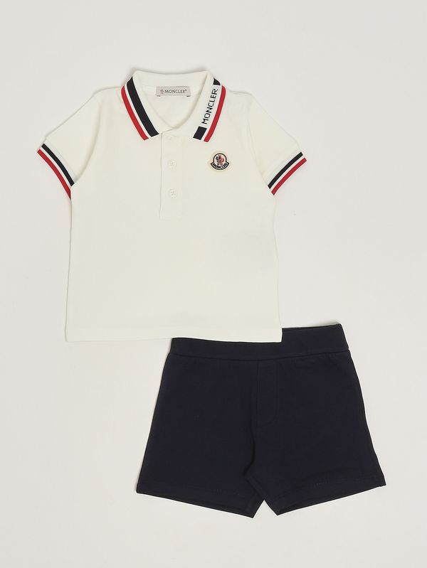 Baby-Set aus Stretch-Baumwolle Weiß-Blau Moncler