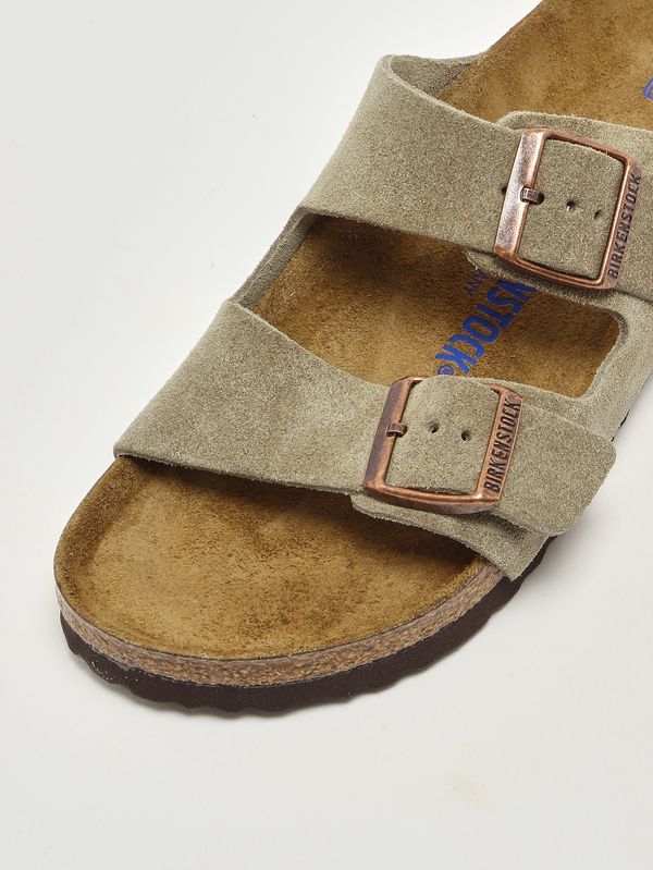 5. Arizona Soft Footbed suede sandals Taupe Birkenstock 951303