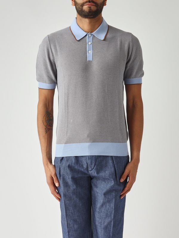 1. Polo uomo in cotone organico Cammello-Celeste Gran Sasso 5711318069