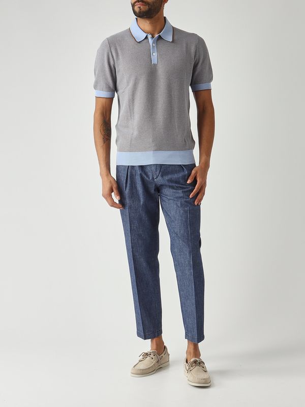 2. Polo uomo in cotone organico Cammello-Celeste Gran Sasso 5711318069