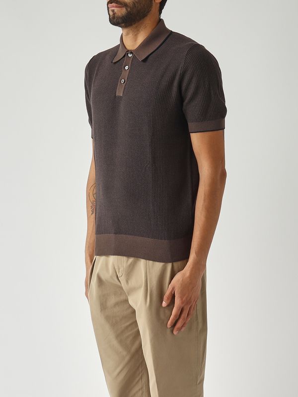 3. Herren-Polohemd aus Bio-Baumwolle Dunkelbraun-Blau Gran Sasso 5711318069