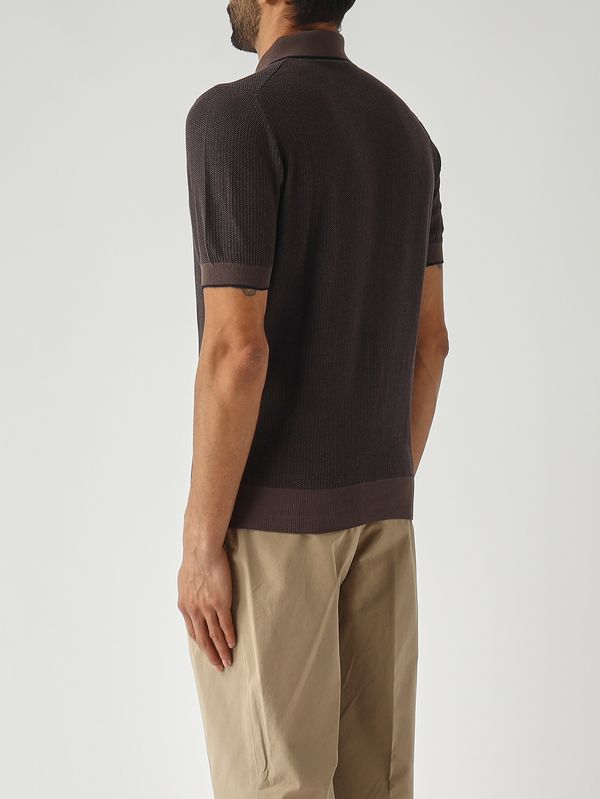 4. Herren-Polohemd aus Bio-Baumwolle Dunkelbraun-Blau Gran Sasso 5711318069