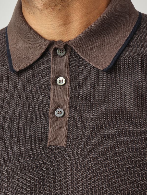 5. Herren-Polohemd aus Bio-Baumwolle Dunkelbraun-Blau Gran Sasso 5711318069